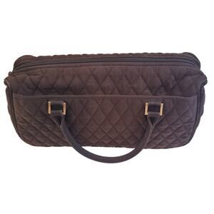 Vera Bradley Brown Quilted Satchel Purse Handbag with Gold Logo Charm
